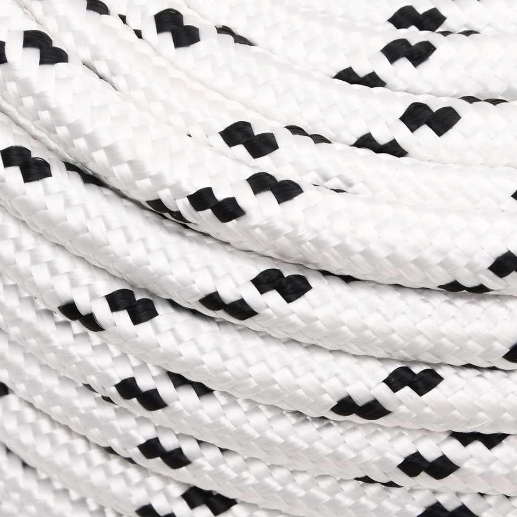 fehér poliészter fonott csónakkötél 14 mm x 25 m