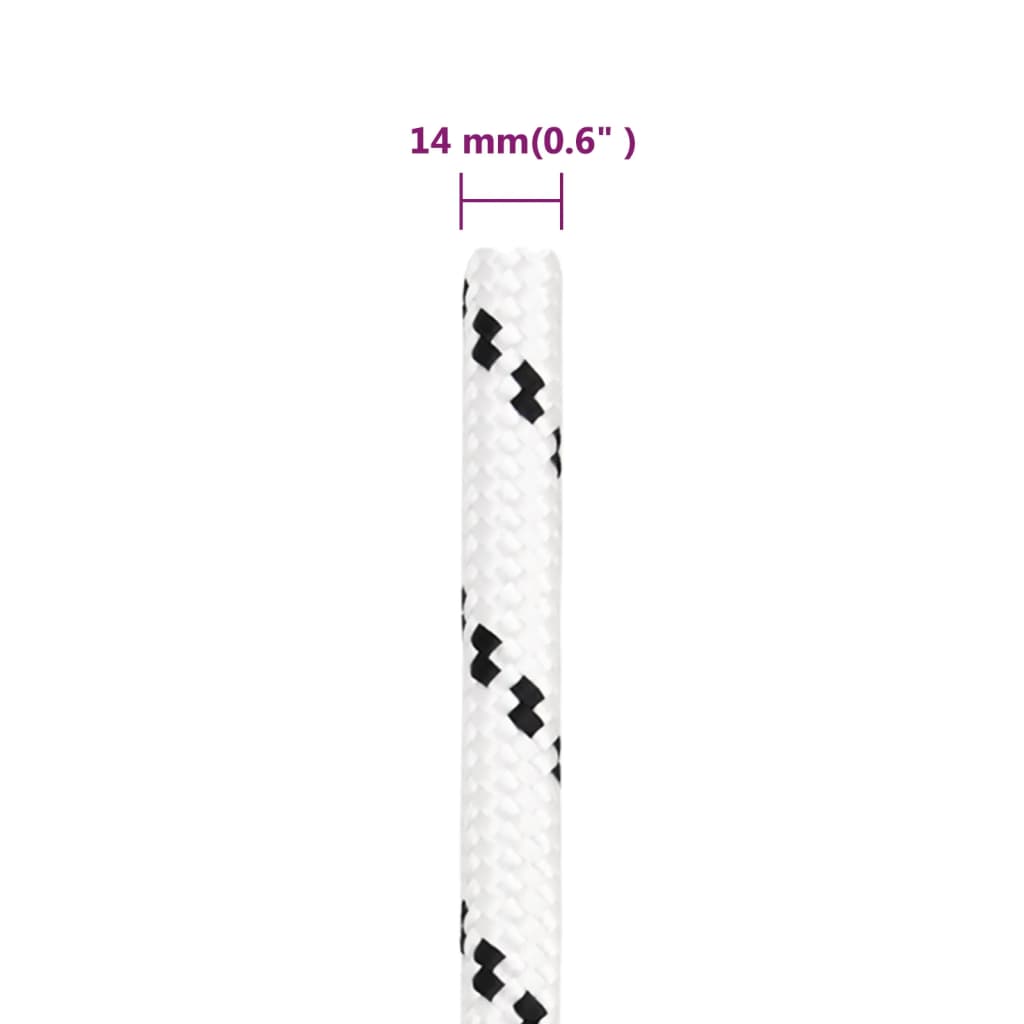 fehér poliészter fonott csónakkötél 14 mm x 25 m