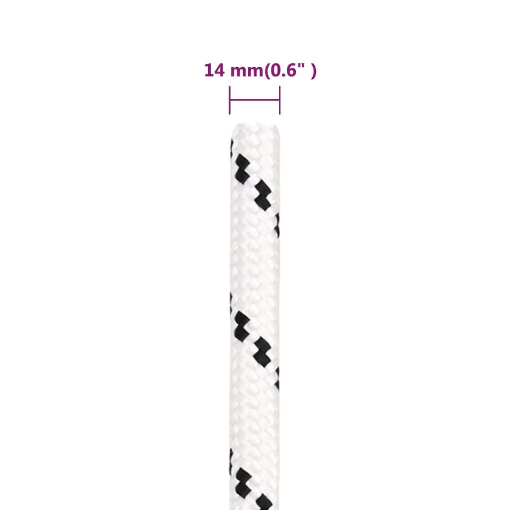 fehér poliészter fonott csónakkötél 14 mm x 100 m