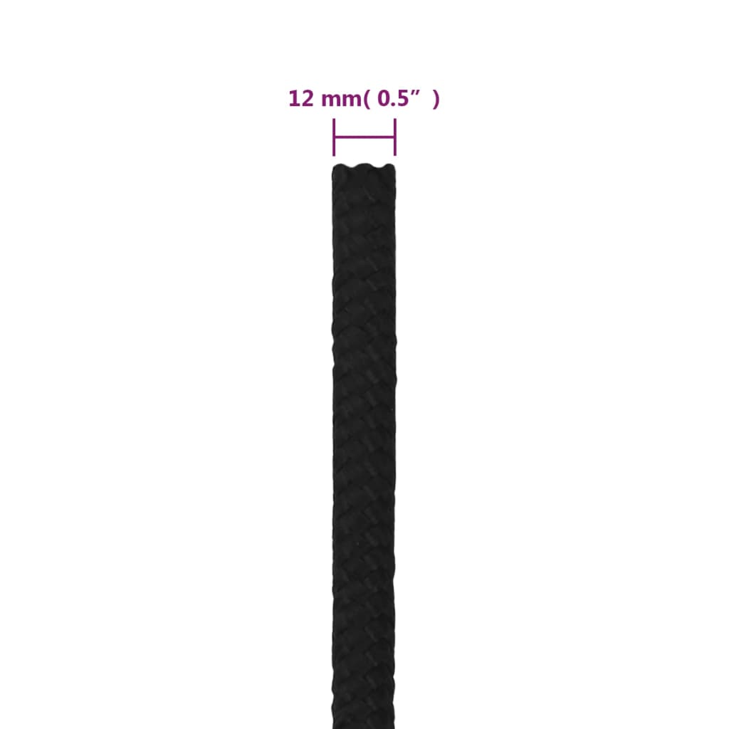 fekete poliészter munkakötél 12 mm 50 m