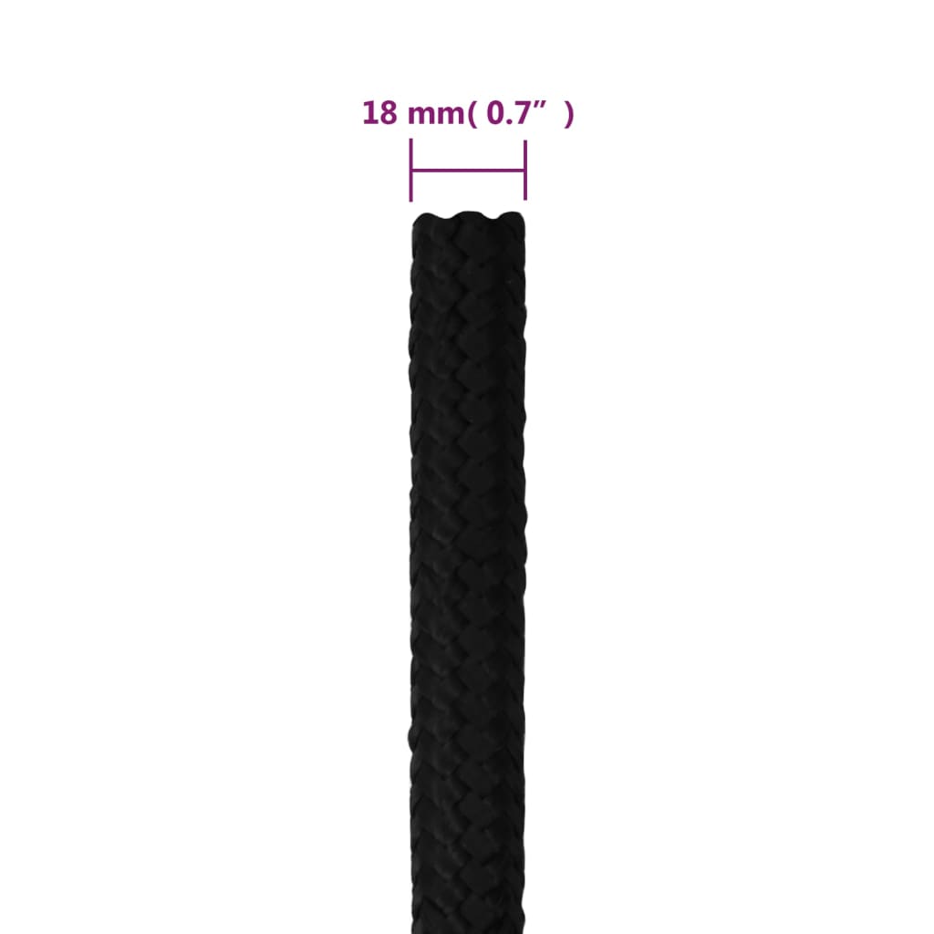 fekete poliészter munkakötél 18 mm 50 m