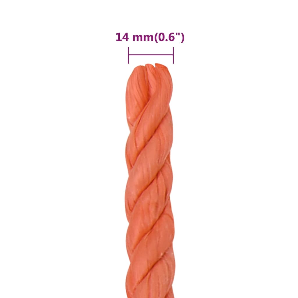narancssárga polipropilén munkakötél 14 mm 25 m
