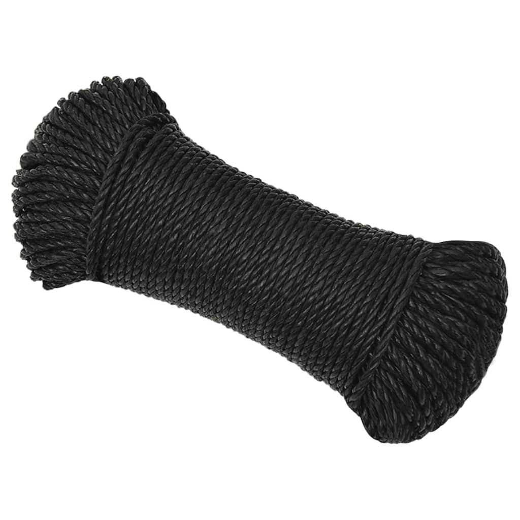 fekete polipropilén munkakötél 6 mm 50 m
