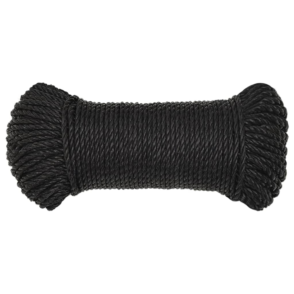 fekete polipropilén munkakötél 6 mm 50 m