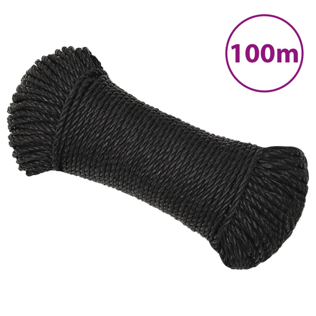 fekete polipropilén munkakötél 6 mm 100 m