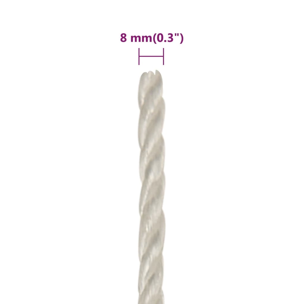 fehér polipropilén munkakötél 8 mm 100 m