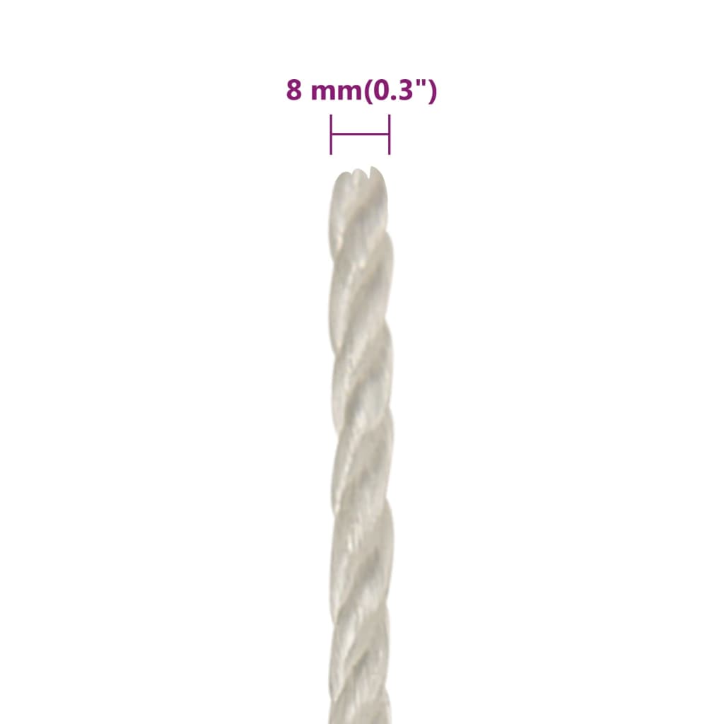 fehér polipropilén munkakötél 8 mm 250 m