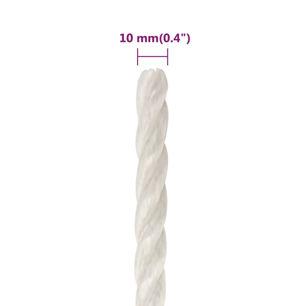 fehér polipropilén munkakötél 10 mm 250 m