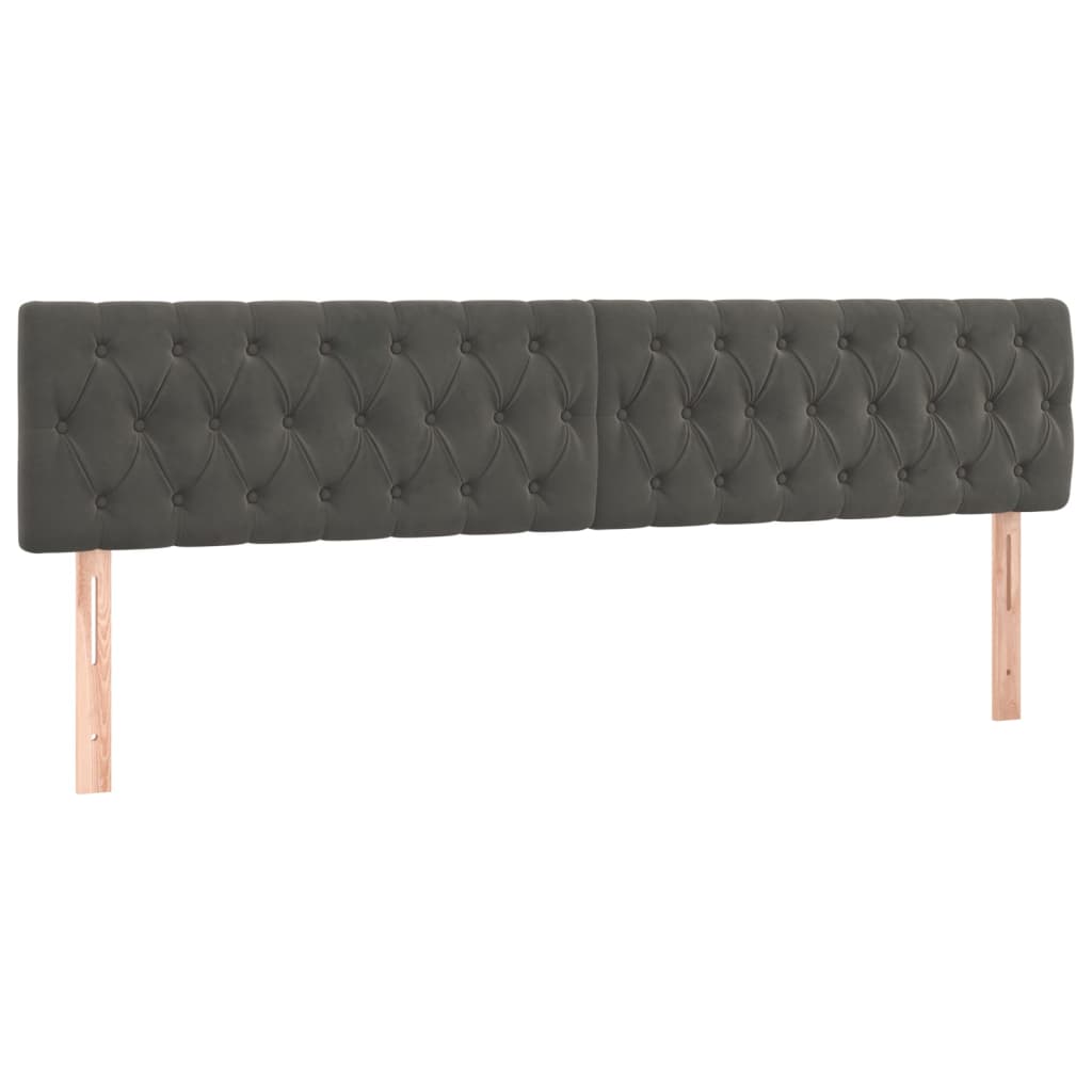 2 db sötétszürke bársony fejtámla 100x7x78/88 cm