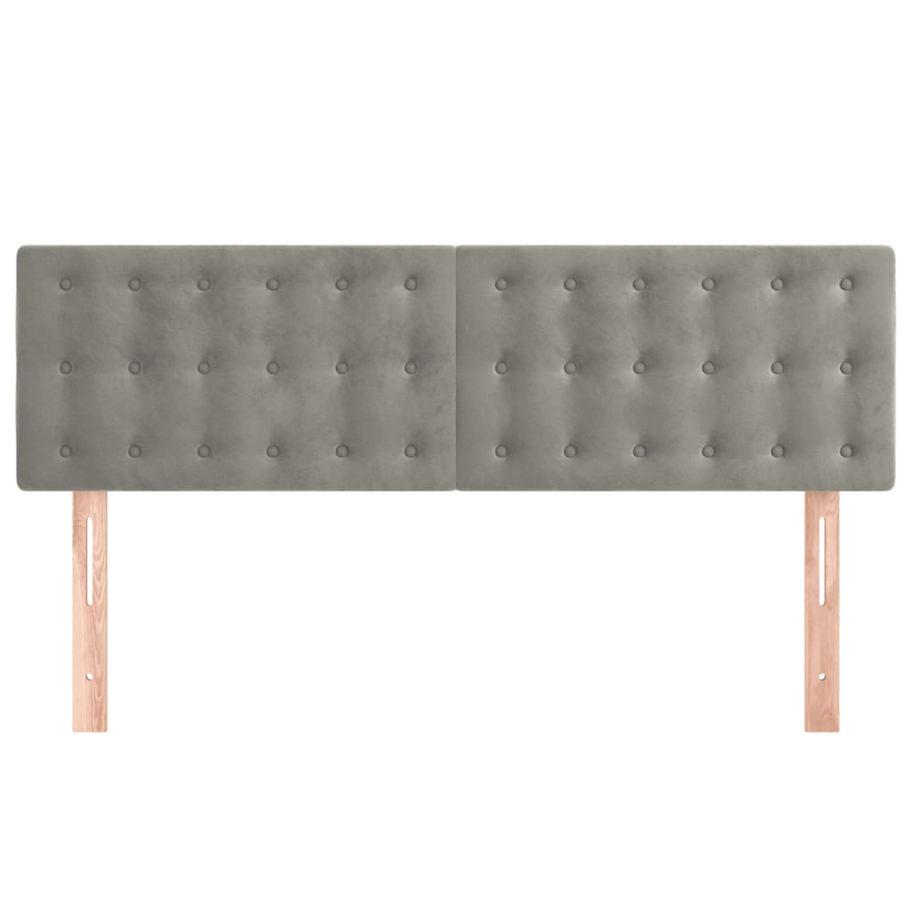 2 db világosszürke bársony fejtámla 72 x 5 x 78/88 cm