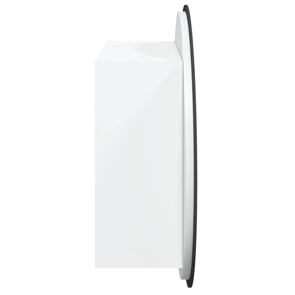 fehér fürdőszobai szekrény kerek tükörrel/LED-del 47x47x17,5 cm