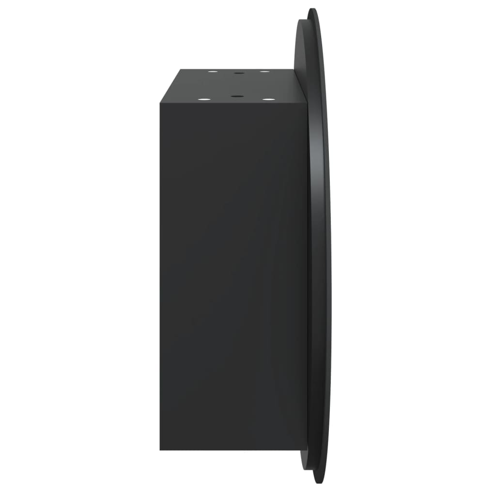 fekete fürdőszobaszekrény kerek tükörrel/LED-del 47x47x17,5 cm