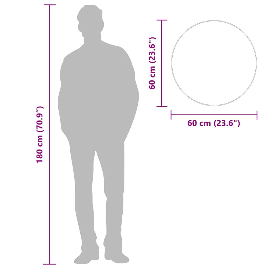 ezüstszínű falitükör Ø 60 cm Kerek