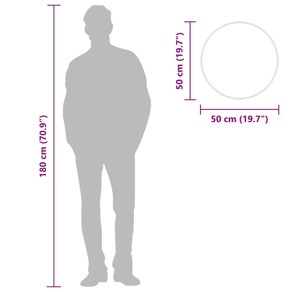 fekete falitükör Ø 50 cm Kerek