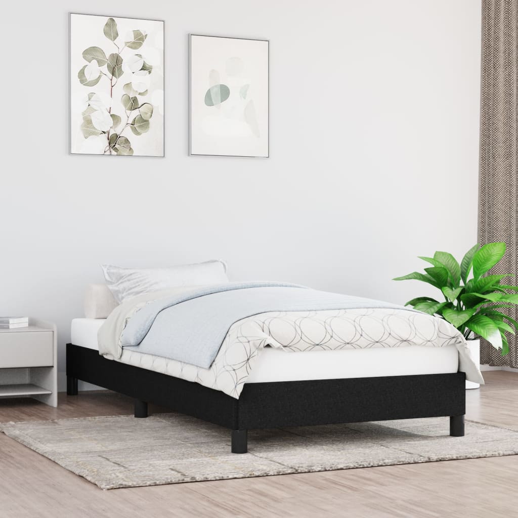 fekete szövet ágykeret matrac nélkül 100x200 cm