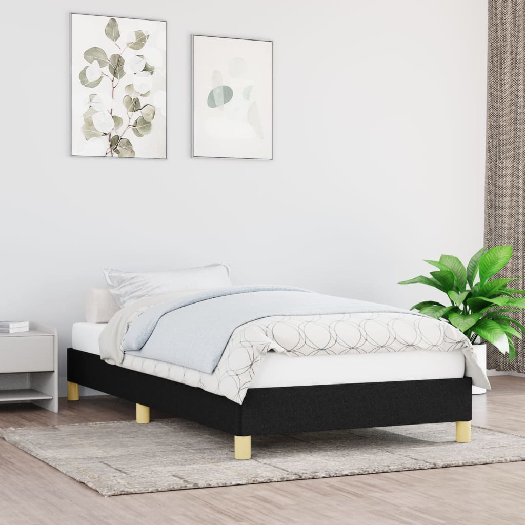 fekete szövet ágykeret matrac nélkül 100x200 cm