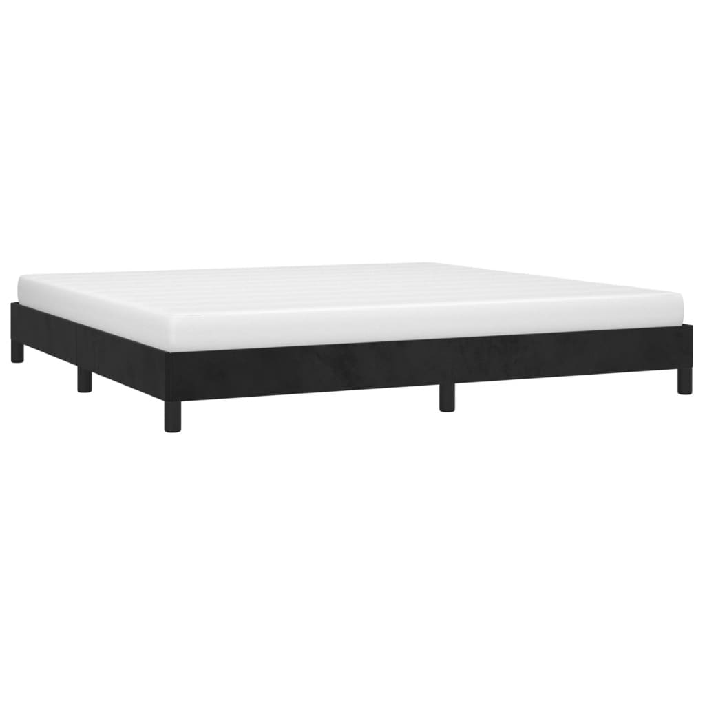 fekete bársony ágykeret matrac nélkül 200 x 200 cm