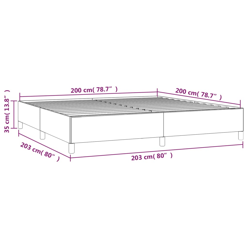 sötétszürke szövet ágykeret matrac nélkül 200 x 200 cm