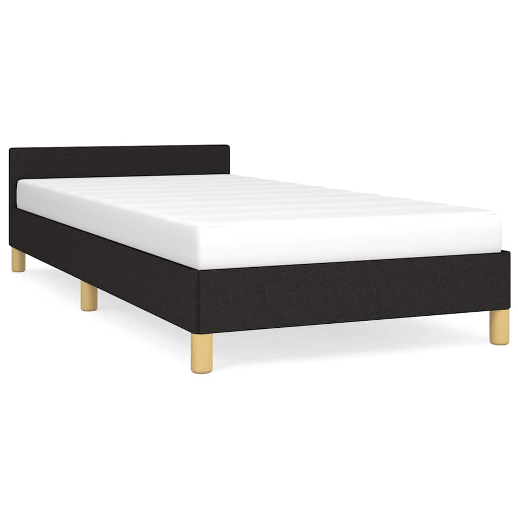 fekete szövet ágykeret fejtámlával matrac nélkül 90x200 cm
