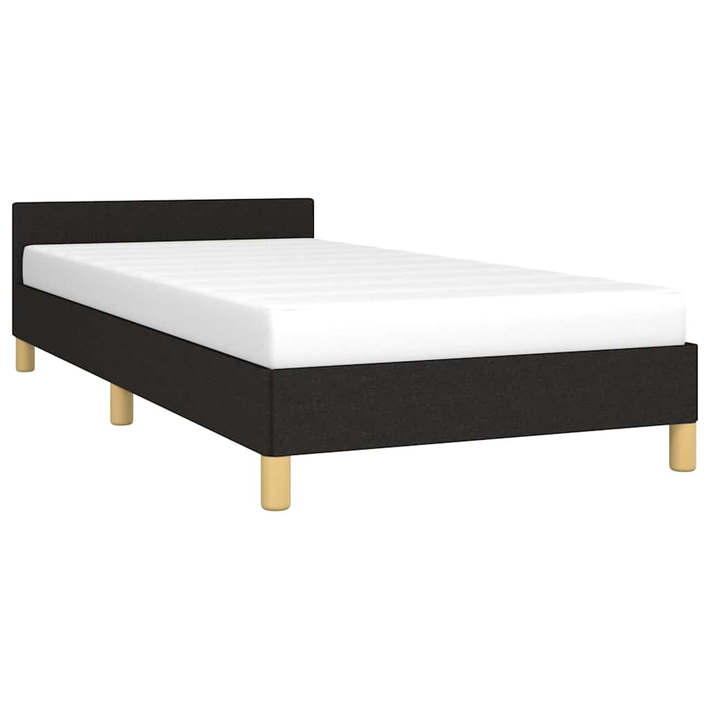 fekete szövet ágykeret fejtámlával matrac nélkül 90x200 cm