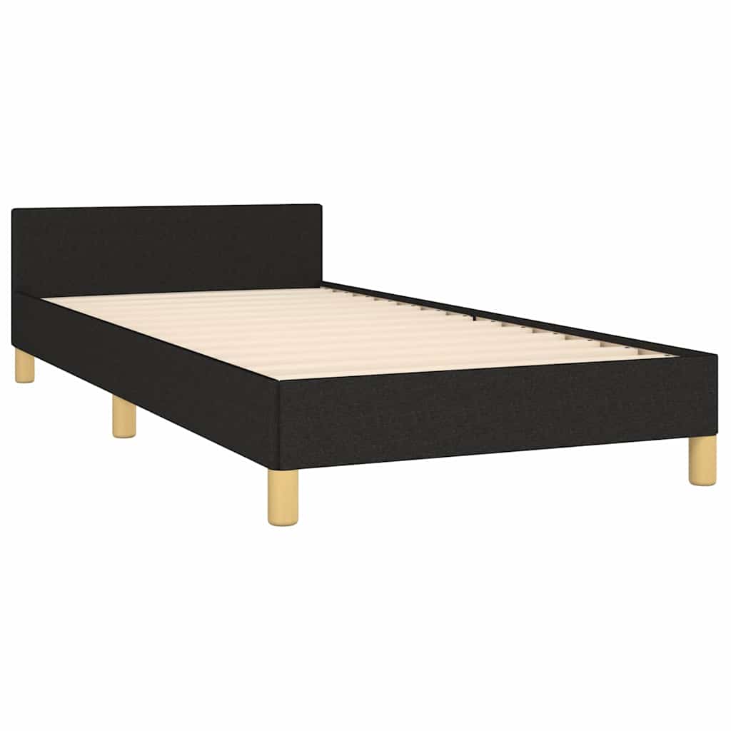 fekete szövet ágykeret fejtámlával matrac nélkül 90x200 cm
