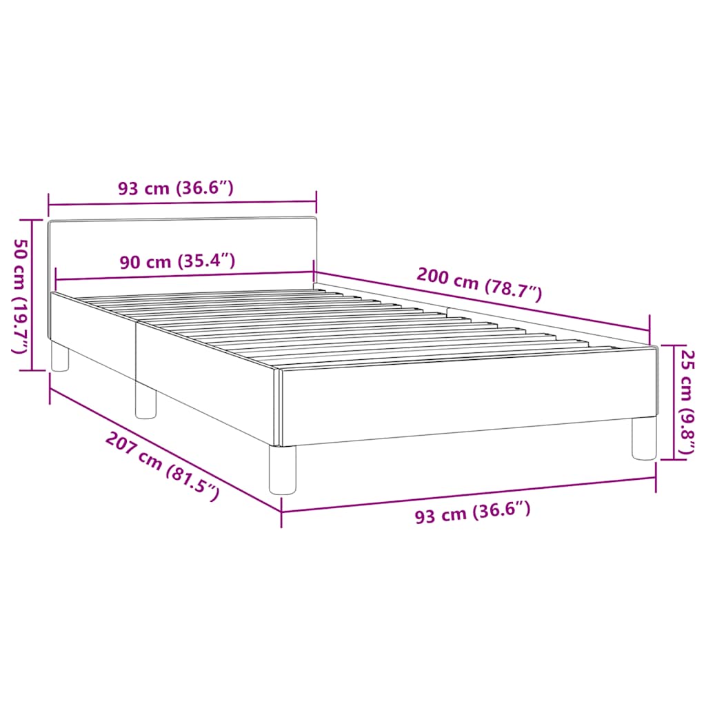 fehér ágykeret fejtámlával matrac nélkül 90x200 cm