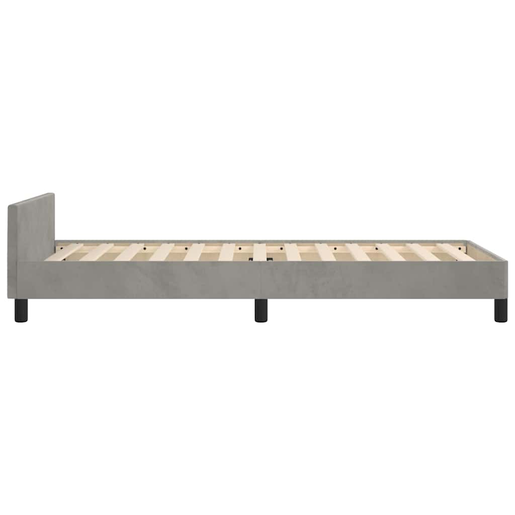 világosszürke bársony ágykeret matrac nélkül 90x200 cm