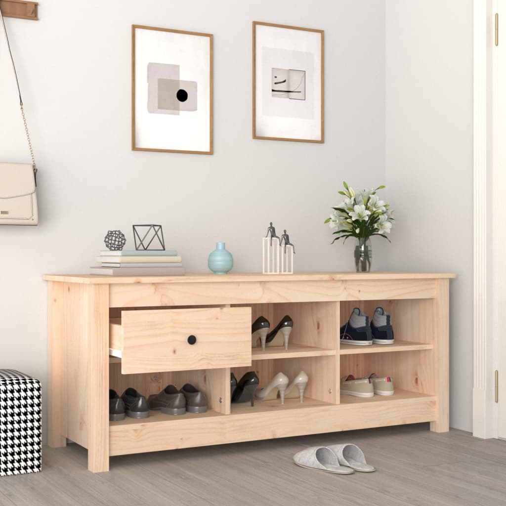 tömör fenyőfa cipősszekrény 110 x 38 x 45,5 cm