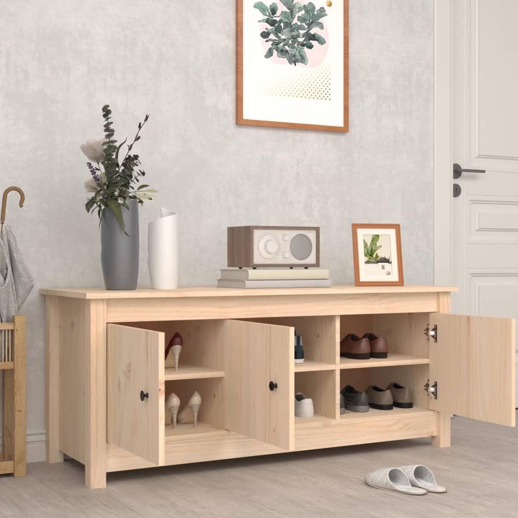 tömör fenyőfa cipősszekrény 110 x 38 x 45,5 cm