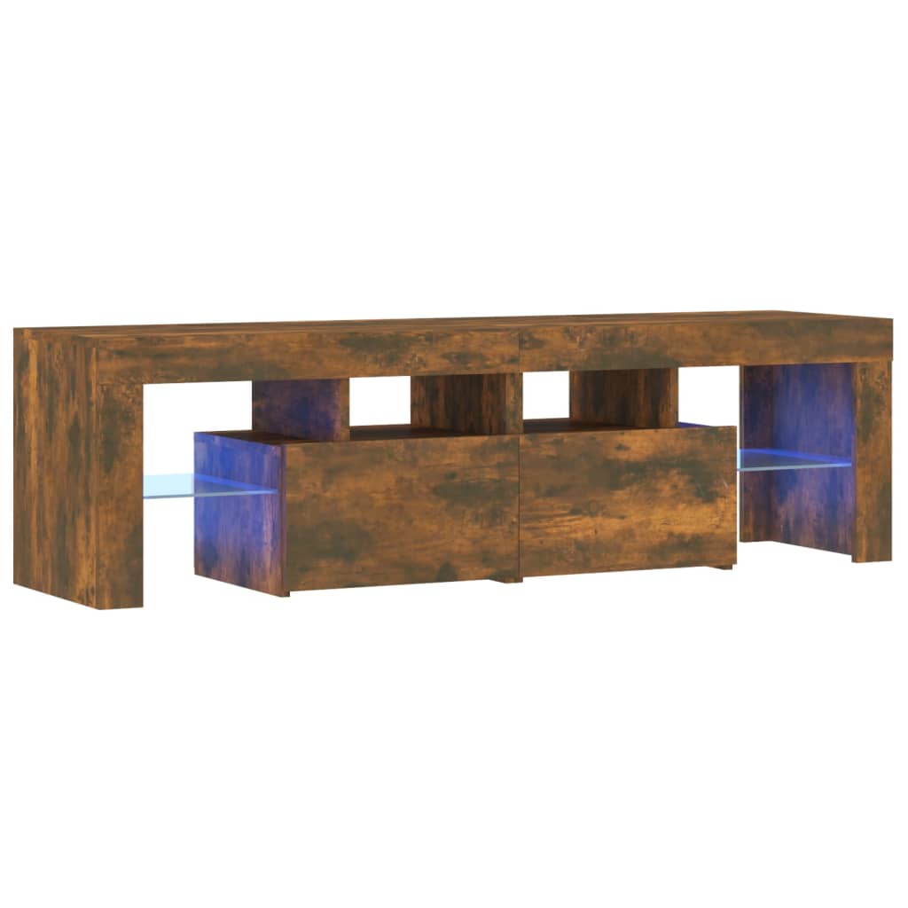 füstös tölgy színű TV-szekrény LED-lámpákkal 140 x 36,5 x 40 cm