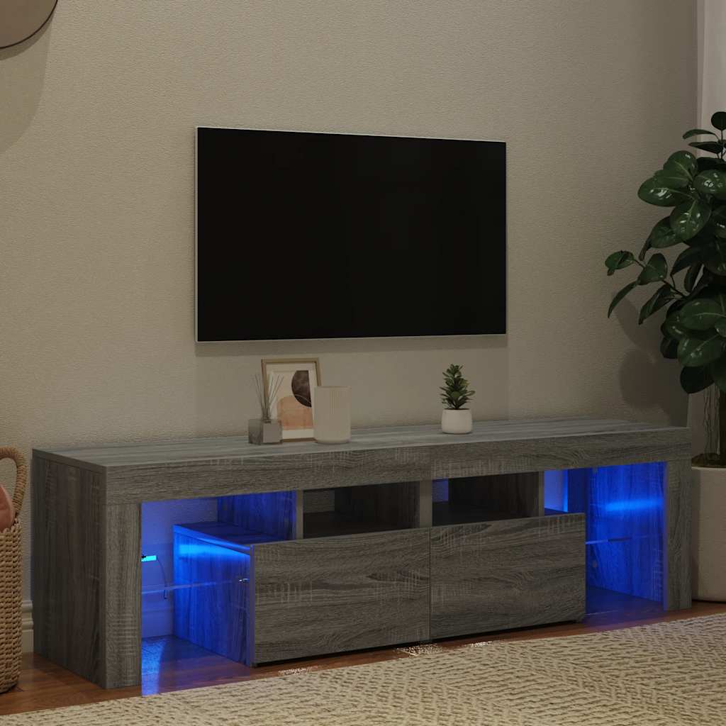 szürke sonoma színű TV-szekrény LED-világítással 140x36,5x40 cm