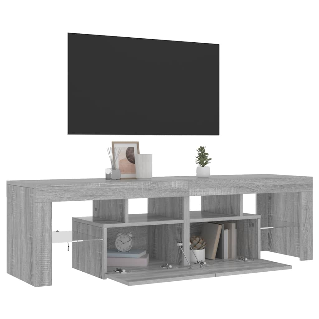 szürke sonoma színű TV-szekrény LED-világítással 140x36,5x40 cm