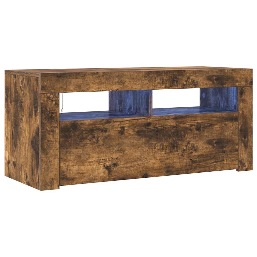 füstös tölgy színű TV-szekrény LED-világítással 90 x 35 x 40 cm