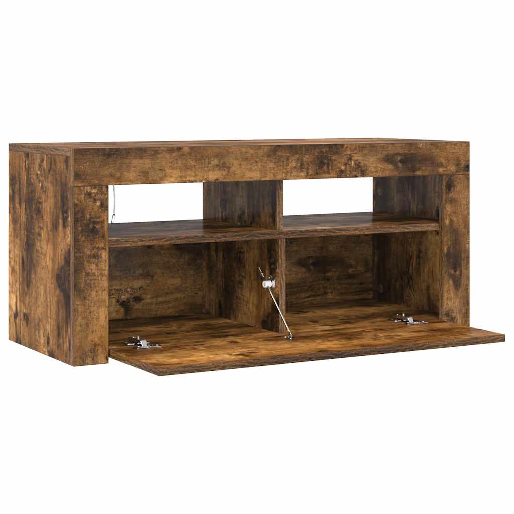 füstös tölgy színű TV-szekrény LED-világítással 90 x 35 x 40 cm