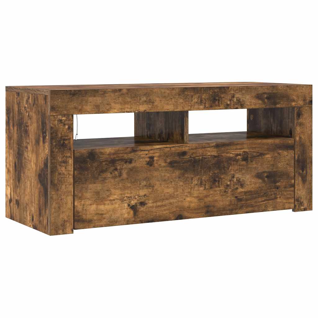 füstös tölgy színű TV-szekrény LED-világítással 90 x 35 x 40 cm