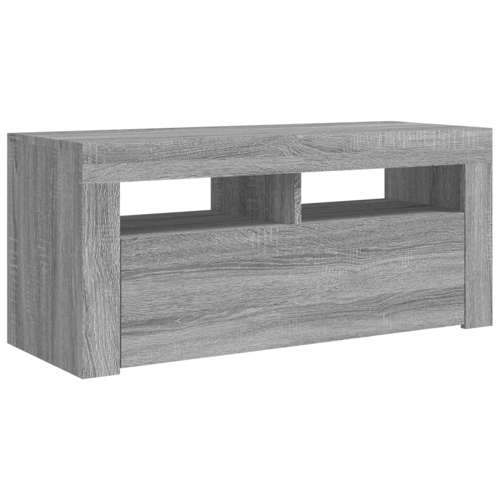 szürke sonoma színű TV-szekrény LED-világítással 90x35x40 cm