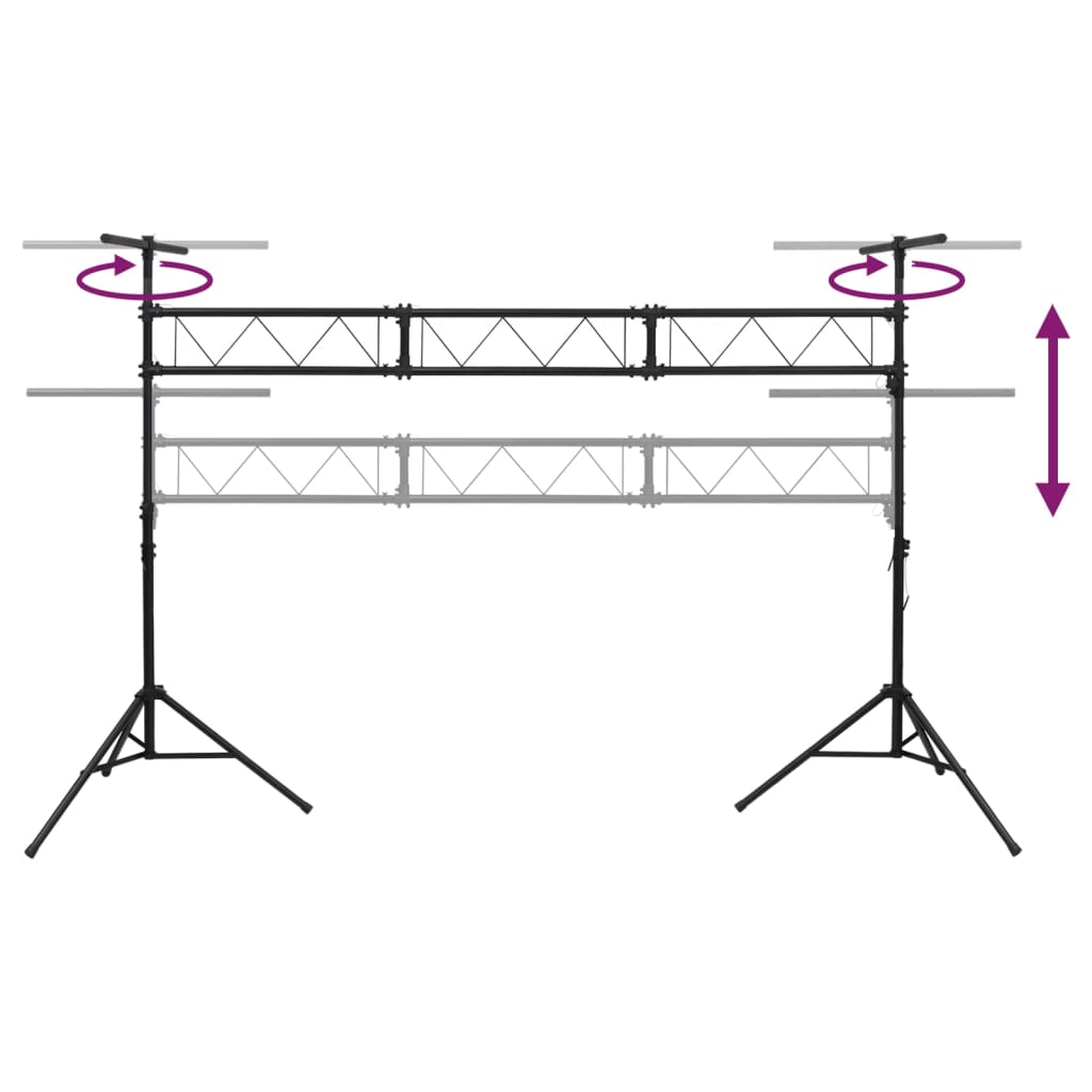 fekete acél lámpatartó 438 x 115 x (180-300) cm