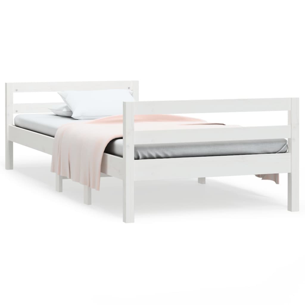 fehér tömör fenyőfa ágy matrac nélkül 75 x 190 cm