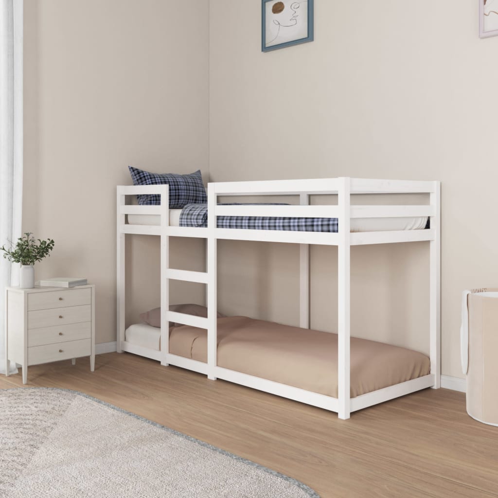 fehér tömör fenyőfa emeletes ágy 75x190 cm