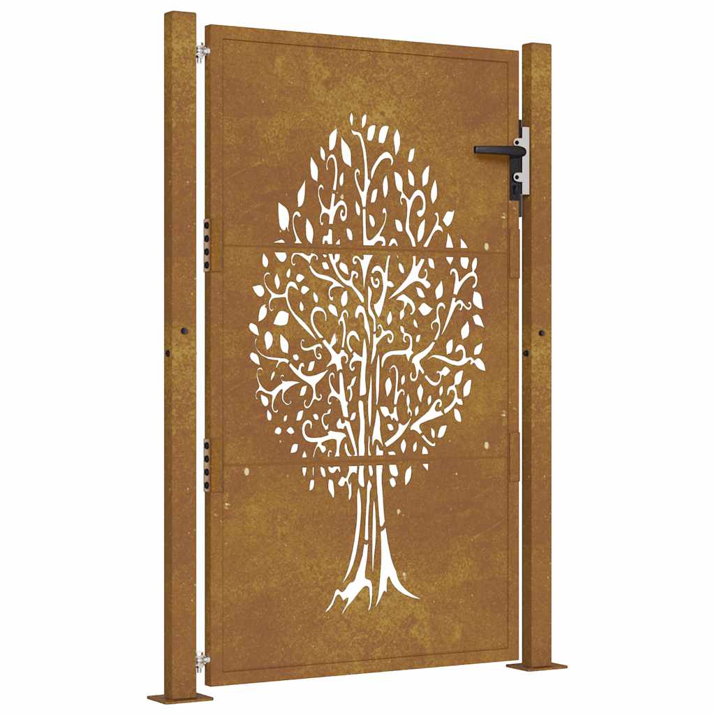 rozsdaszínű famintás corten acél kerti kapu 105 x 155 cm