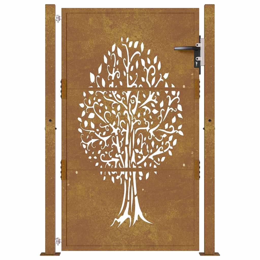 rozsdaszínű famintás corten acél kerti kapu 105 x 155 cm