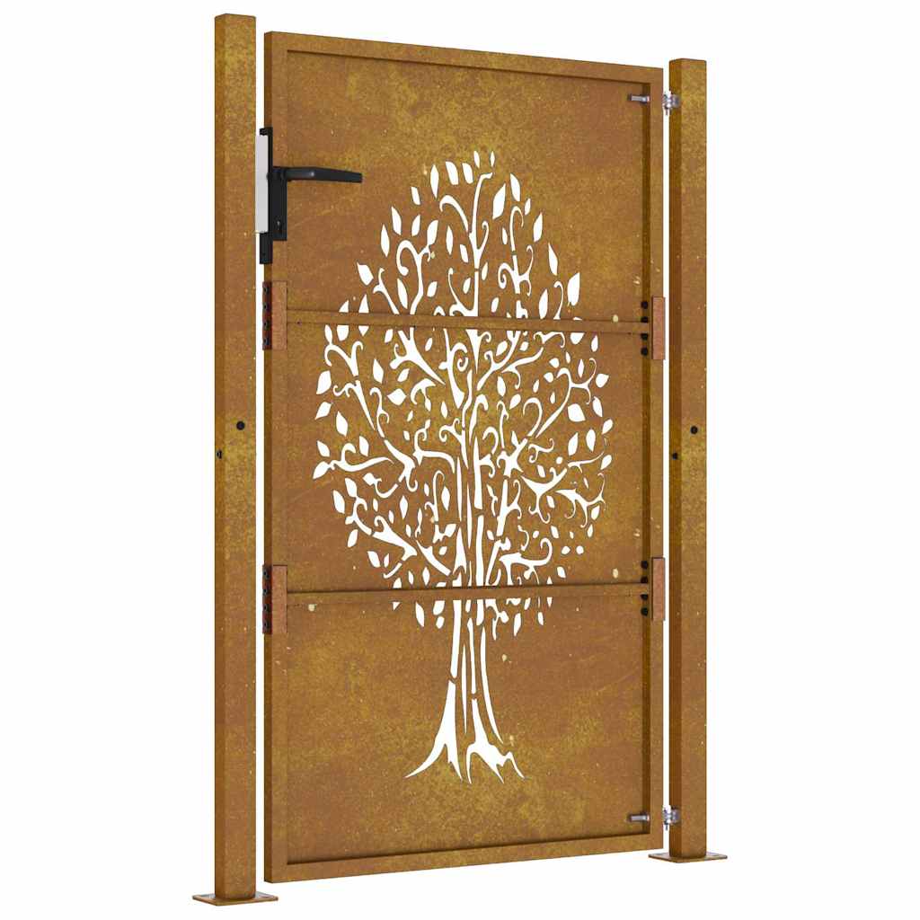 rozsdaszínű famintás corten acél kerti kapu 105 x 155 cm