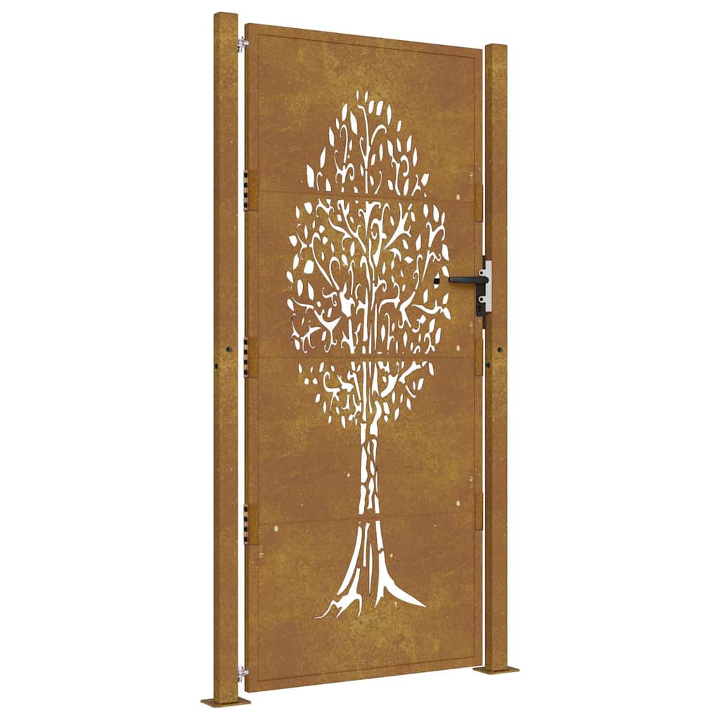 rozsdaszínű famintás corten acél kerti kapu 105 x 205 cm