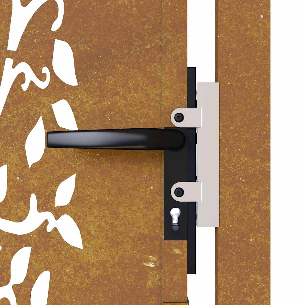 rozsdaszínű famintás corten acél kerti kapu 105 x 205 cm