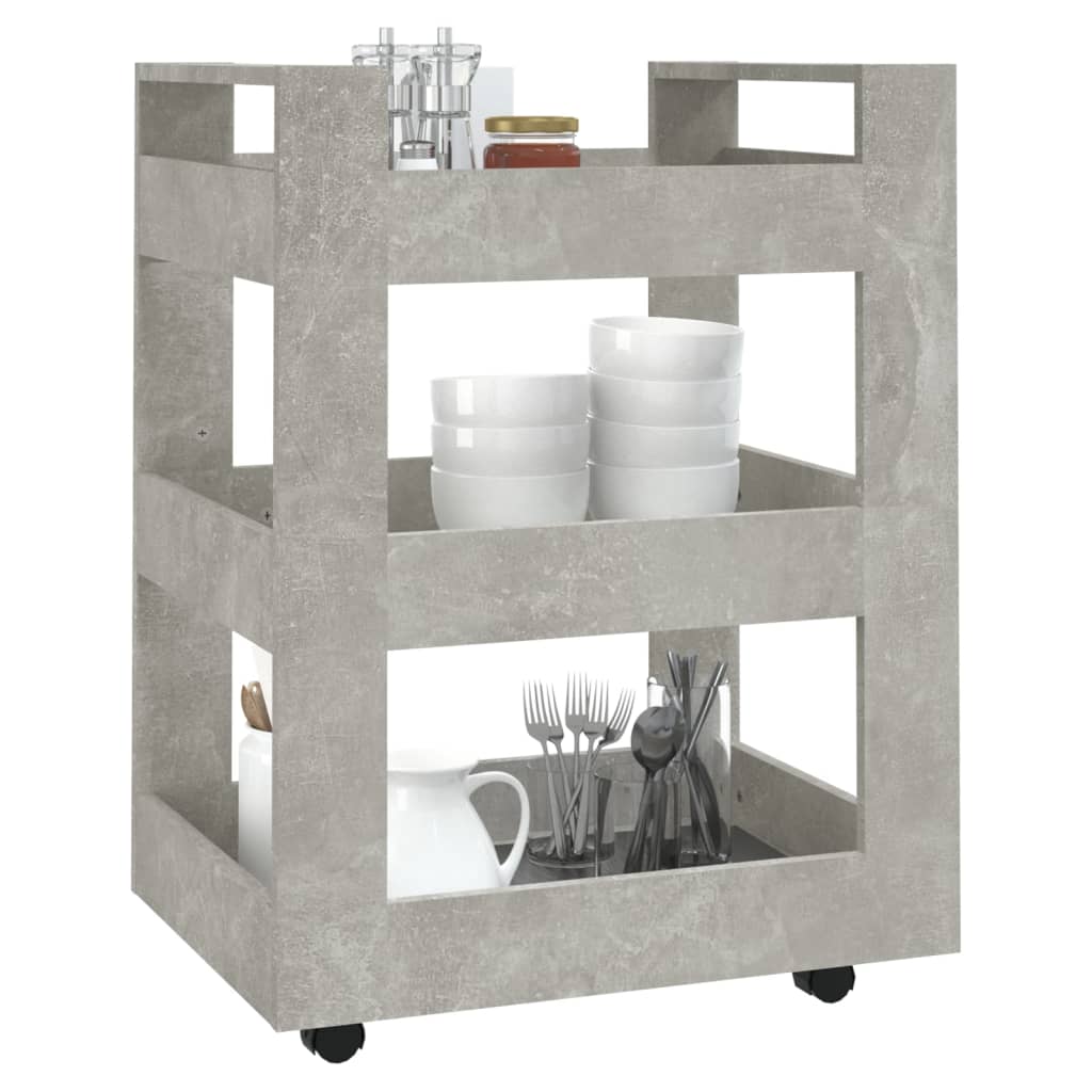 betonszürke szerelt fa zsúrkocsi 60 x 45 x 80 cm