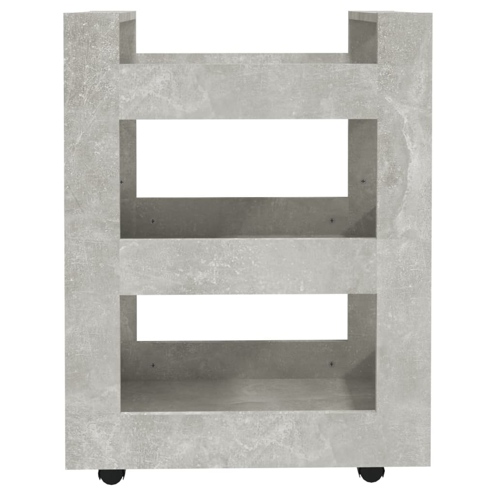 betonszürke szerelt fa zsúrkocsi 60 x 45 x 80 cm