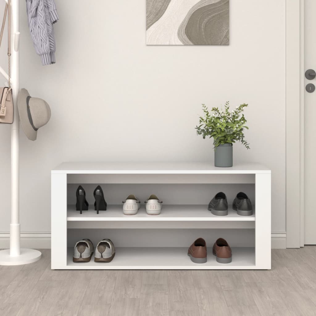 fehér szerelt fa cipőtartó 100x35x45 cm