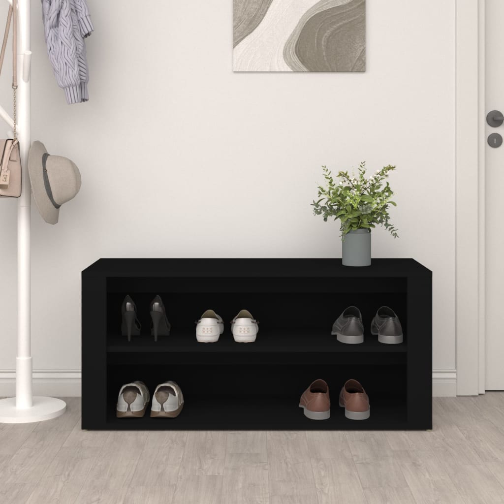 fekete szerelt fa cipőtartó 100x35x45 cm