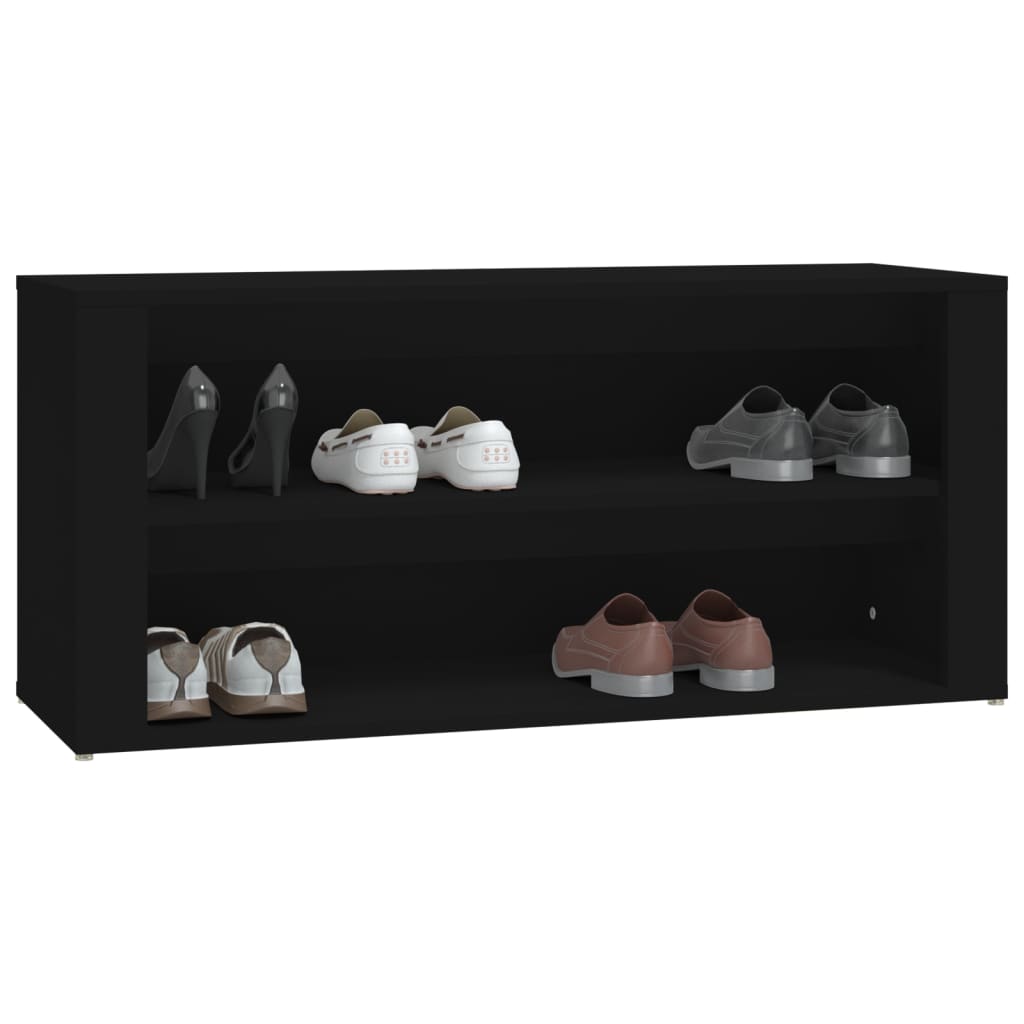 fekete szerelt fa cipőtartó 100x35x45 cm