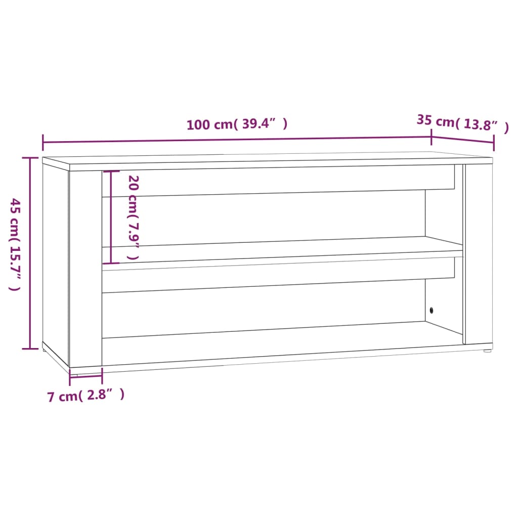 fekete szerelt fa cipőtartó 100x35x45 cm